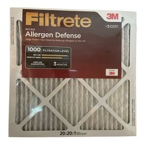 3M Filtrete AC Filter 20"x20"x1" Micro Allergen Defense 1000 3 Months Pack Of 2